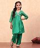 BIBA Three Fourth Sleeves Foil Printed & Lace Embellished Kurta With Palazzo Set - Green