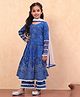 BIBA Full Sleeves Floral Printed & Lace Embellished Tiered Suit Set - Blue