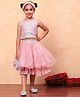 BIBA Net Sleeveless Sequins & Lace Embellished Top & Skirt Set - Champagne