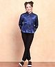 BIBA Viscose Blend Full Sleeves Shimmered & Yarn Dyed Shirt & Pant Set - Blue