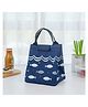 House of Quirk Reusable Lunch Bag Insulated Lunch Box Canvas Fabric with Aluminum Foil Lunch Tote Handbag for Women Office-Fish Blue