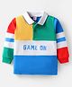 Babyhug Cotton Knit Full Sleeves Polo T-Shirt With Cut & Sew Design - White