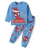 Babyhug Marvel Single Jersey Knit Full Sleeves Night Suit with Spider Man Print - Blue
