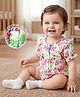 Babyoye 100% Organic Muslin Woven Half Sleeves Front Open Onesie With Floral & Butterfly Print - Cream