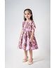 Primo Gino Woven Half Sleeves Textured Party Dress With Bow Applique - Pink
