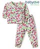 Babyoye 100% Organic Muslin Woven Full Sleeves Night Suit with Floral & Butterfly Print - Light Green