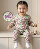 Babyoye 100% Organic Muslin Woven Full Sleeves Night Suit with Floral & Butterfly Print - Light Green