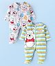 Babyhug Disney Interlock Knit Full Sleeves Footed Sleep Suits With Winnie The Pooh Graphic Pack Of 2 - White & Green