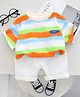 Googo Gaaga Cotton Single Jersey Knit Half Sleeves Striped Tee With Shorts Set - White & Orange