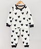 Hugsntugs Cotton Full Sleeves Hearts Printed Coordinating Sweatshirt & Joggers Set - White