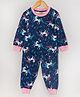 Hugsntugs Cotton Full Sleeves Unicorns Printed Coordinating Sweatshirt & Joggers Set - Navy Blue