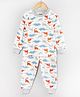 Hugsntugs Cotton Full Sleeves Dinosaurs Printed Coordinating Sweatshirt & Joggers Set - White