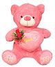 Tickles 68 cm Soft Stuffed Plush Animal Toy for Kids Pink Sitting Loving Teddy with Rose 2(Color Pink )