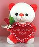 Tickles Most Loving Heart Teddy Soft Stuffed Plush Animal Toy for Mummy Mothers Day (Color: White & Red Size: 25 cm)