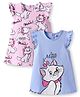 Babyhug Disney Single Jersey Knit Frill Sleeves Nighties with Marie Graphics Pack of 2 - Pink & Light Blue