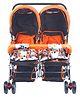 Mee Mee Twin Buggy Baby Stroller & Pram Easy Foldable with Adjustable Seating Positions| Age 0-3 yrs & Weight Upto 20 Kg with Swivel Wheel | 3 Point Safety Harness Belt with Comfortable Seats (Orange)