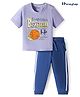 Honeyhap Premium Cotton Knit Half Sleeves Night Suit With Basketball Print - Baby Lavender & Limoges