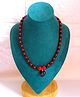 Kamule Christmas Theme Beads Embellished Heart Designed Necklace - Black & Red