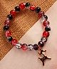 Kamule Christmas Theme Cracked Charm Beads Embellished Reindeer Designed Bracelet - Red & Black