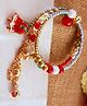 Kamule Christmas Theme Bell Charm Designed Beads Embellished Bracelet - Red White & Golden