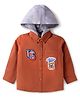 Babyhug Cotton Woven Full Sleeves Text Printed Shirt with Detachable Hood - Rust Orange