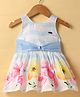 ORRIGANY Knit Sleeveless Frock with Floral Print - Light Blue