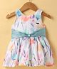 ORRIGANY Knit Sleeveless Frock with Floral Print - White