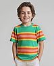 Pine Kids Cotton Knit Half Sleeves T-Shirt with Stripes -  Green & Yellow
