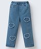 Mark & Mia Denim Washed Full Length Jeans with Heart Applique - Blue