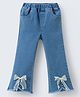 Mark & Mia Full Length Washed Bootcut Denim Jeans with Bow Applique - Blue