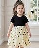 Mark & Mia Half Sleeves Party Frock with Star Glitter Print & Embroidery - Black