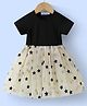 Mark & Mia Half Sleeves Party Frock with Star Glitter Print & Embroidery - Black