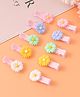 Babyhug Hair Pins And Clips With Floral  Applique Pack of 10 - Pink