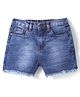 Pine Kids Woven Above Knee Length Washed Denim Shorts - Blue