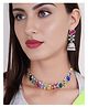 Mansiyaorange Rhodium-Plated Pearls Beaded Elephant Shape Jewellery Set