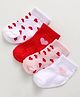 Doodle Poodle Cotton Knit Ankle Length Socks with Hearts Design Pack of 4 - White Pink & Red