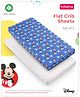 Babyhug Disney Digital Print Premium Cotton Crib sheet Mickey Hot Air Balloon Print Set of 2 -Blue & White