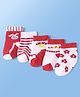Doodle Poodle Knit Ankle Length Socks with Bunny & Floral Design & Stripes Pack of 5 - White & Red