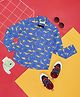 Pantaloons Junior Cotton Full Sleeves Origami Dinosaurs Printed Shirt With Bow - Blue