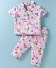 Little Darlings Sinker Knit Half Sleeves Night Suit with Floral Print - Pink