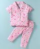Little Darlings Sinker Knit Half Sleeves Night Suit with Floral Print - Pink