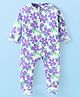 Babyhug Cotton Knit Full Sleeves Footed Sleepsuit with Floral Print - Lavender