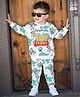 Babyhug Disney Terry Knit Drop Shoulder Oversized Sweatshirt & Lounge Pant Set With Toy Story Graphics - White & Blue