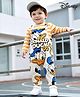 Babyhug Disney Single Jersey Knit Full Sleeves Stripeed Dungaree Style Romper with Donald Duck Print - White & Yellow