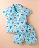 Little Darlings Sinker Knit Half Sleeves Shirt & Shorts Set With Air Balloon Print - Light Blue