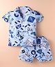 Little Darlings Sinker Knit Half Sleeves Printed Shirt & Shorts Set - Light Blue