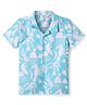 Bonfino Rayon Woven Half Sleeves Beach Theme Printed Oversized Resort Collar Shirt - Light Blue