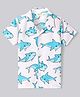 Bonfino Rayon Woven Half Sleeves Shirt With Shark Print - Off White