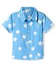 Bonfino Rayon Woven Half Sleeves Shirt with Palm Tree Print - Light Blue