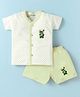 Little Darlings Interlock Knit Half Sleeves Shorts Night Suit with Polka Dots - Light Green & White